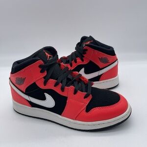 Nike Air Jordan 1 Mid GS Youth Size 6Y Shoes 554725-061 'Infrared 23' Sneakers